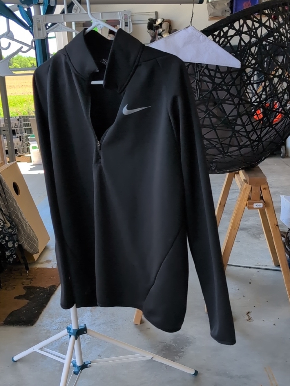 Nike Black Dri-FIT Pullover with White Swoosh Tag